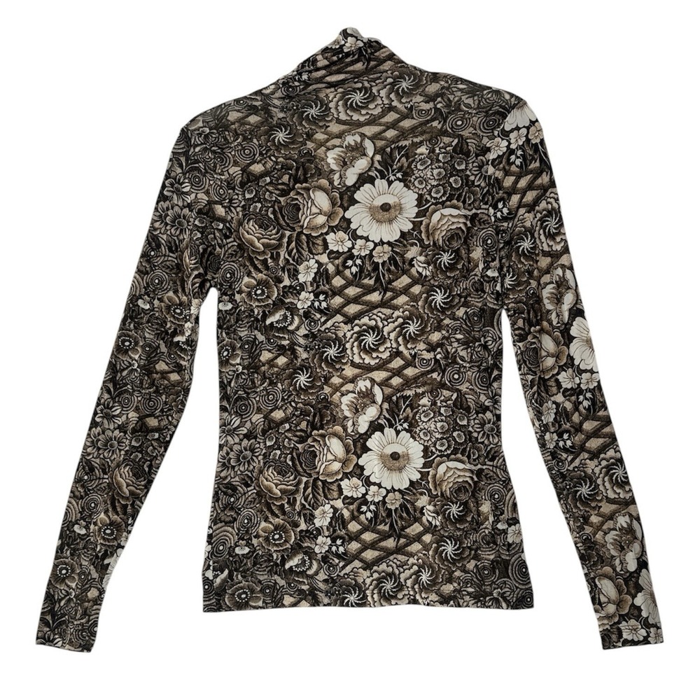 ULLA JOHNSON Aurelia Turtleneck Top Womens Small Floral Long Sleeve Stretch - Picture 2 of 7